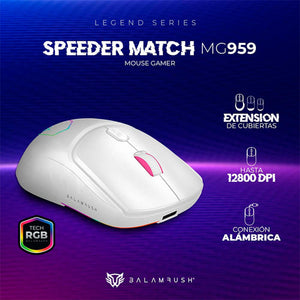 Mouse Gamer BALAM RUSH SPEEDER MATCH MG959 10000dpi Alambrico Blanco BR-936835