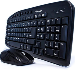 VORAGO Kit Teclado y Mouse Multimedia KM-303 Inalambrico Negro AC-395896-2