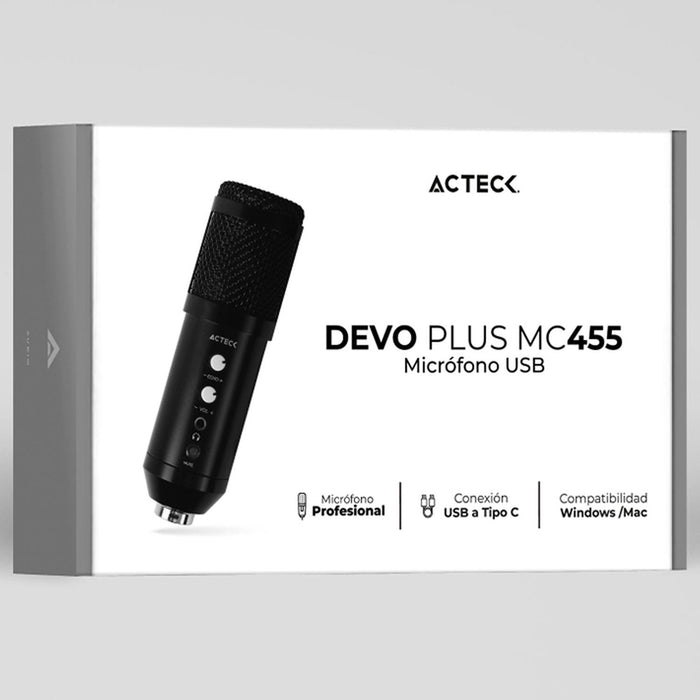 Microfono Gamer ACTCEK DEVO PLUS MC455 tripie USB-C Negro AC-936446