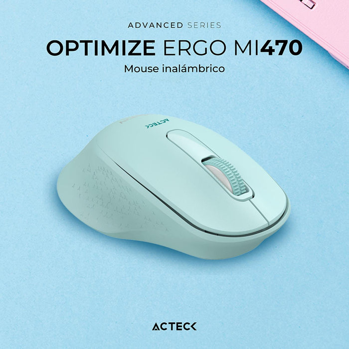 Mouse ACTECK OPTIMIZE ERGO MI470 Ergonomico 1600dpi 2 Botones Inalambrico USB 2.4 Ghz Tiffany AC-939898