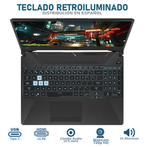 Laptop Gamer ASUS TUF Gaming A15 NVIDIA GeForce RTX 3050 AMD Ryzen 5 7535HS 24GB RAM 1TB SSD 15.6" Windows 11 Home Teclado en Español + Mouse DXT Gaming