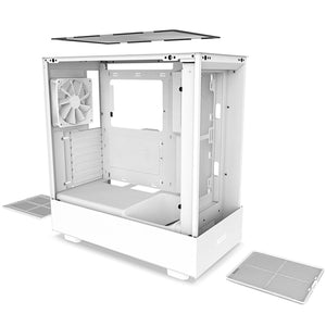 Gabinete Gamer NZXT H5 FLOW ATX Media Torre 2 Fan Cristal Templado USB-C Blanco CC-H51FW-01