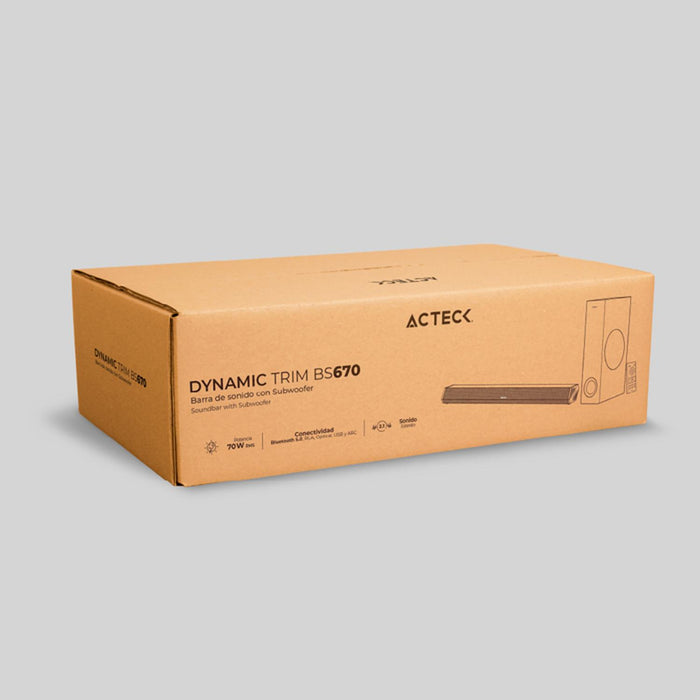 Barra de Sonido ACTECK DYNAMIC TRIM BS670 Subwoofer Alambrico 70w Negro AC-935913