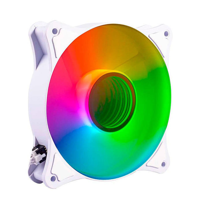 Ventilador Gamer BALAM RUSH EOLOX BLAZE EX90W 120mm ARGB  Diseño Circular Rainbow 1200RPM Blanco 3 Pin BR-938037