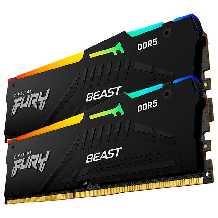 Memoria RAM DDR5 64GB 5600MT/s KINGSTON FURY BEAST RGB 2x32GB Negro KF556C36BBEAK2-64