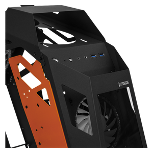 Gabinete Gamer XTREME PC GAMING Micro Torre Micro ATX 3 Fan Cristal Templado ARGB Negro y Naranja