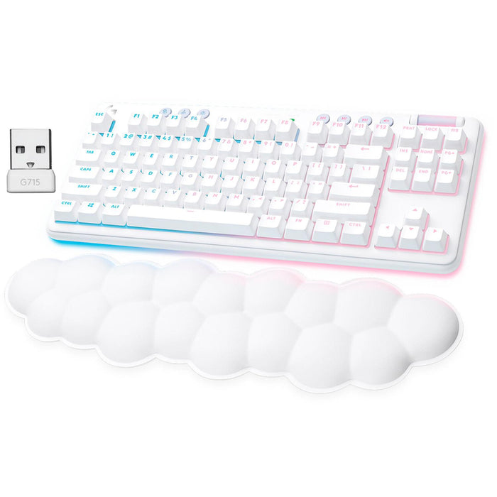 Teclado Gamer LOGITECH G715 Lightspeed Mecanico Switch GX Brown Tactil Ingles Blanco 920-010453