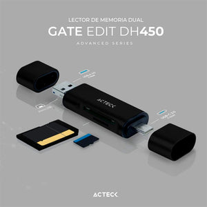 Lector de memoria ACTECK GATE EDIT DH450 USB SD Negro AC-934824