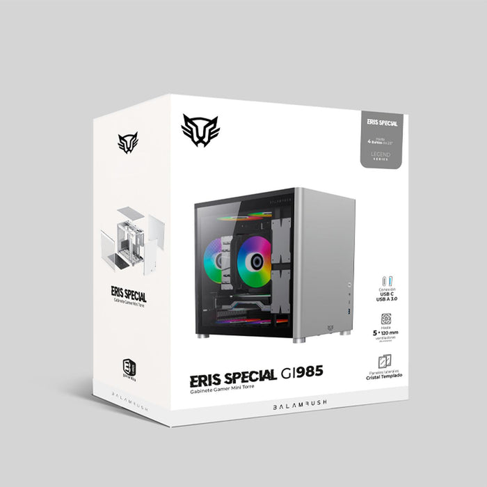 Gabinete Gamer BALAM RUSH ERIS SPECIAL GI985 M-ATX Mini Torre Cristal Templado USB-C Gris BR-935371