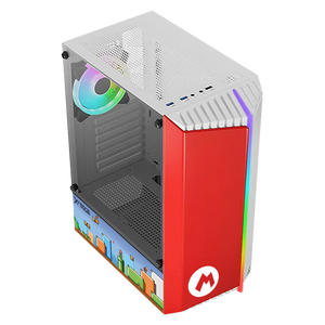 Gabinete Gamer XTREME PC GAMING Mario Edition Media Torre ATX 1 Fan Cristal Templado RGB Rojo