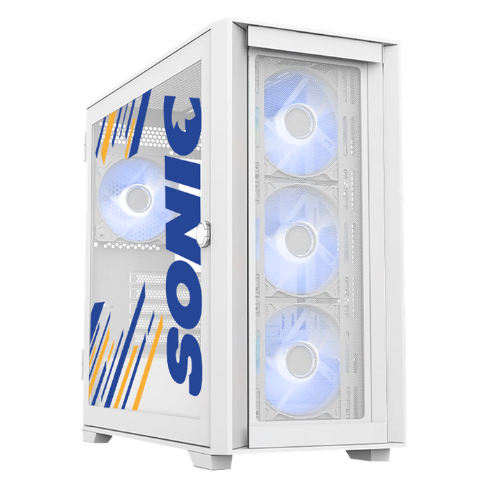 Gabinete Gamer XTREME PC GAMING Sonic Edition Micro Torre Micro ATX 4 Fan USB-C Cristal Templado ARGB Blanco