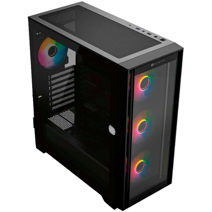 Gabinete Gamer BALAM RUSH CARBONO TWIN MATE 9000 E-ATX Full Torre 4 Fan ARGB Cristal Templado Frente Intercambiable USB-C Negro BR-938754