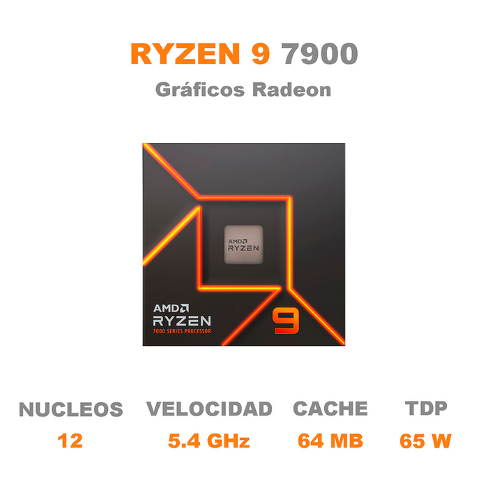 Procesador AMD RYZEN 9 7900 5.4 GHZ 12 Core AM5 100-100000590BOX