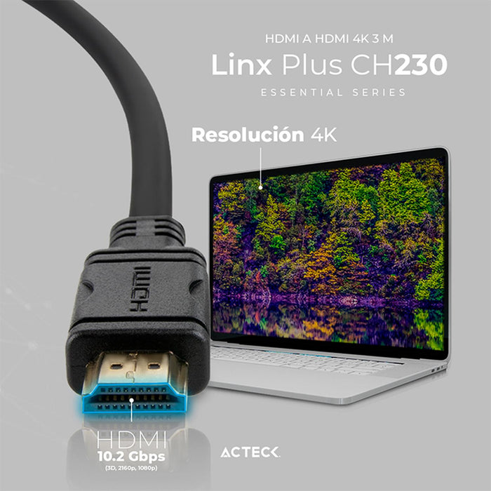Cable ACTECK LINX PLUS CH230 HDMI a HDMI 4K 3m Negro AC-934794