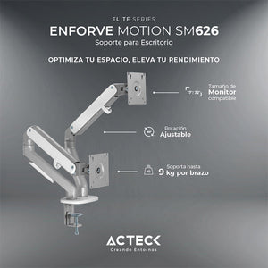 Brazo articulado doble para Monitores ACTECK ENFORCE MOTION SM626 hasta 32" Ajustable AC-936552