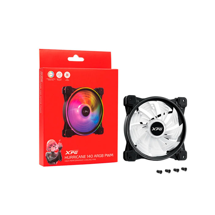 Ventilador PC XPG HURRICANE 140mm ARGB PWM 4 pines 1800RPM Negro HURRICANE140ARGBPWM-BKCWW