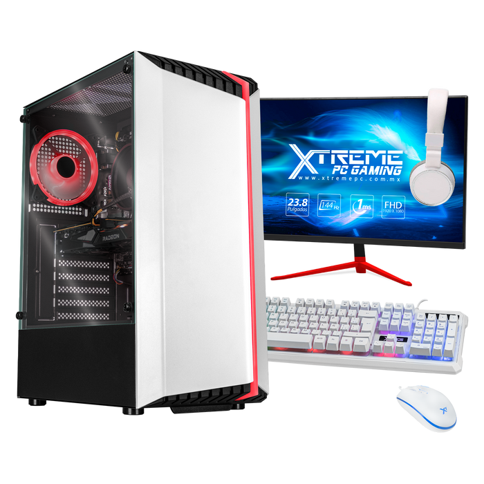 Xtreme PC Gaming AMD Radeon RX 6500 XT Ryzen 5 4500 16GB SSD 250GB 2TB Monitor 23.8 144Hz WIFI White