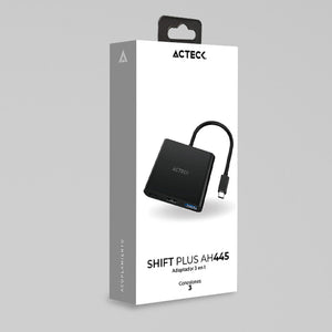 Adaptador convertidor ACTECK SHIFT PLUS AH445 USB-C a HDMI 4k Negro AC-937092