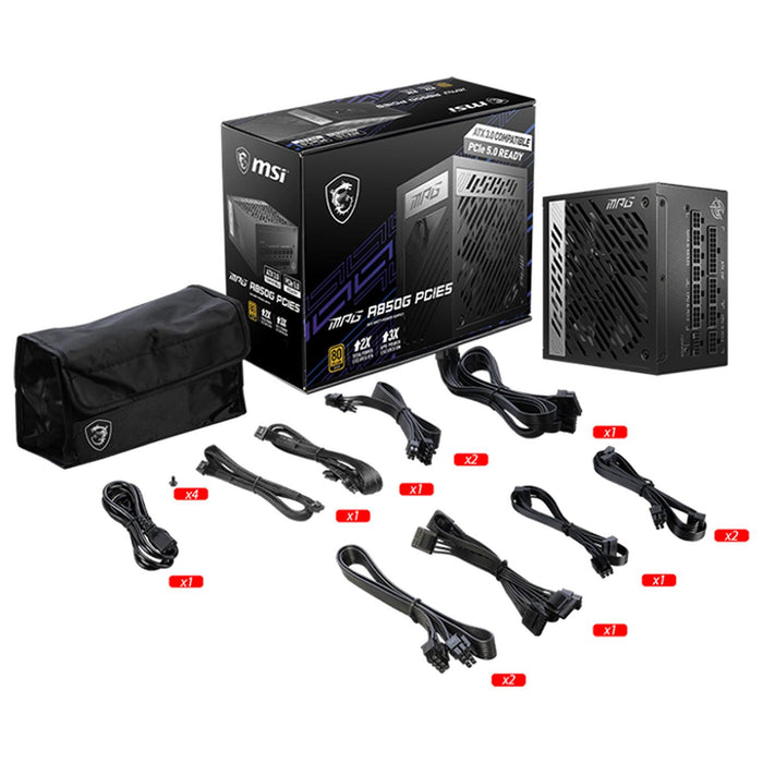 Fuente de Poder PC 850W Gamer MSI 80 Plus Gold MPG A850G PCIE5