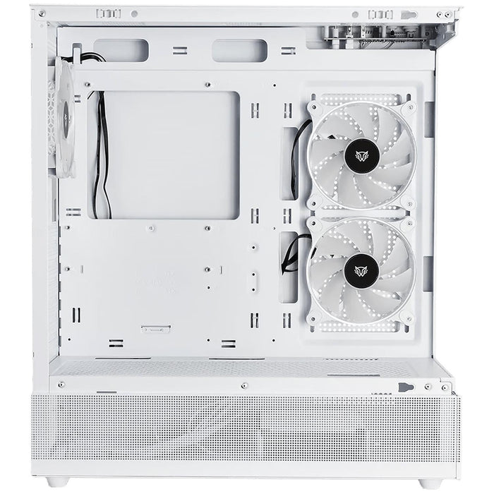 Gabinete Gamer BALAM RUSH TANK SUPER 9200 TB ATX Media Torre 3 Fan ARGB Cristal Templado Sin Bordes USB-C Blanco BR-938730