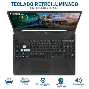 Laptop Gamer ASUS TUF Gaming A15 NVIDIA GeForce RTX 2050 AMD Ryzen 5 7535HS 24GB RAM 1TB SSD 15.6" Windows 11 Home + Mouse DXT Gaming Teclado en Español