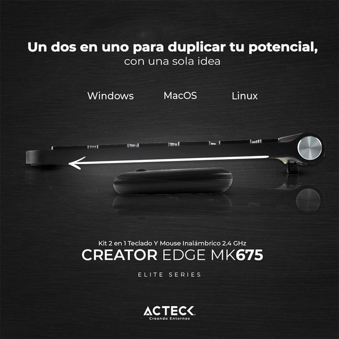 Kit Teclado y Mouse ACTECK CREATOR INSPIRE EDGE MK675 Inalambrico USB 2.4Ghz Ultra Delgado AC-934954