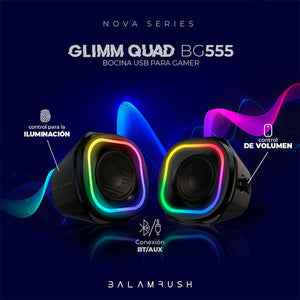 Bocina Gamer BALAM RUSH GLIMM QUAD BG555 LED Bluetooth 3.5mm Negro BR-937016