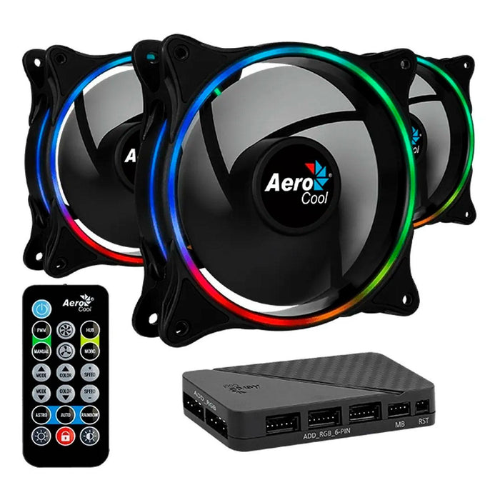 Kit 3 Ventiladores AEROCOOL ECLIPSE 12 PRO RGB 120mm + Control