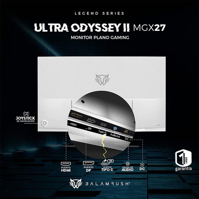 Monitor Gamer 27 BALAM RUSH ULTRA ODYSSEY II MGX27 1ms 165Hz FHD VA LED USB-C Blanco Reacondicionado