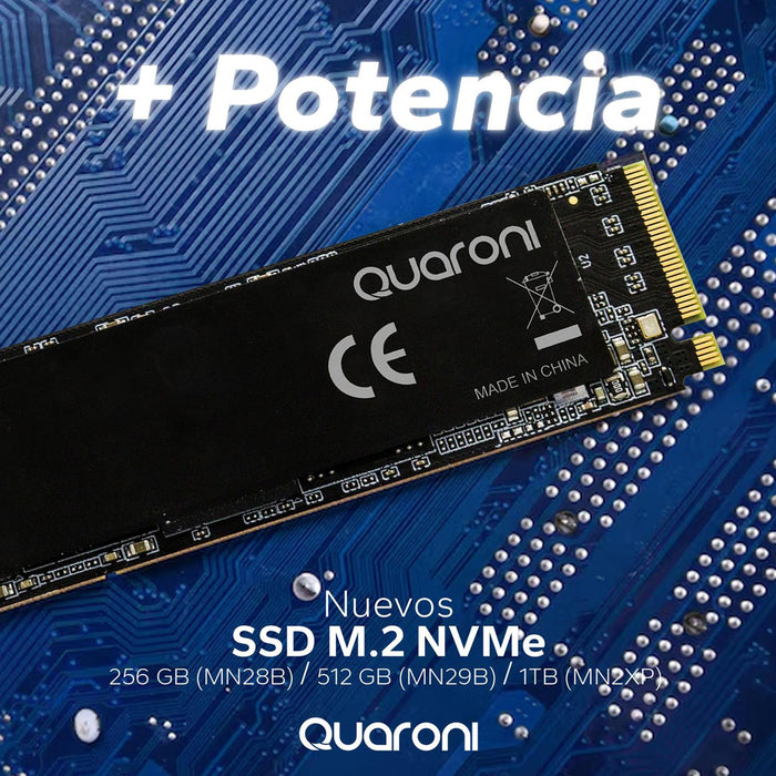 Unidad de Estado Solido SSD M.2 256GB QUARONI NVMe PCIe 3.0 2000/1600 MB/s MN28B