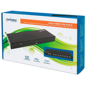 Switch MANHATTAN Mux KVM 8 Puertos HDMI Y USB FULL HD INCLUYE CABLES USB 152785