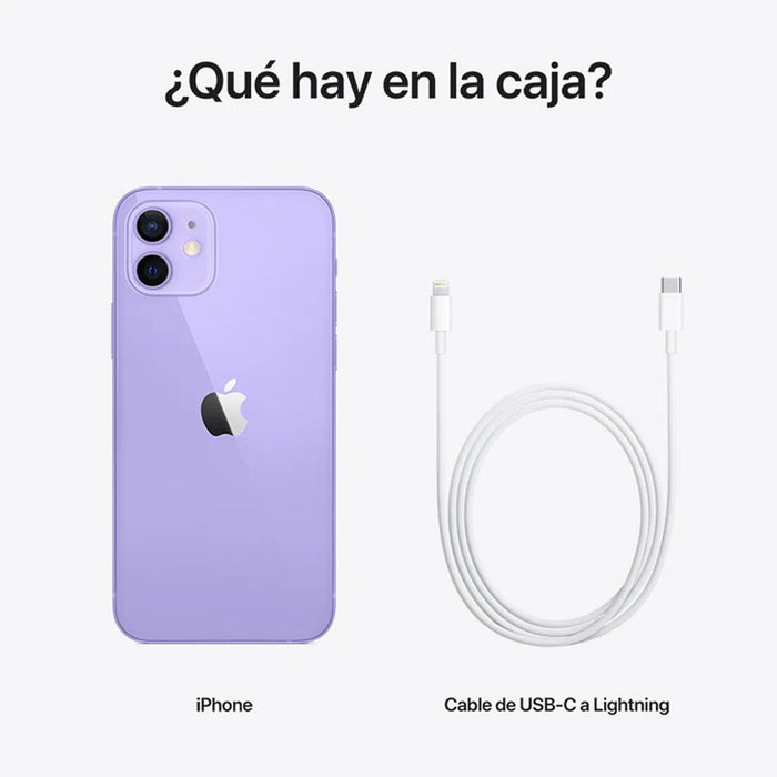 Celular APPLE iPhone 12 64GB 6.1" OLED Retina iOS 14 Morado Reacondicionado