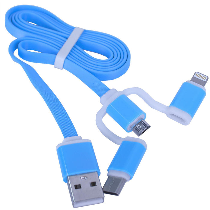 Cable 3 en 1 Q TOUCH USB a Lightning Tipo C Micro USB Carga Rapida 1m Azul QUC-331