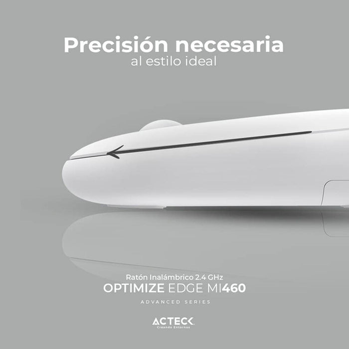 Mouse ACTECK OPTIMIZE EDGE MI460 Ultra Delgado 1600dpi 2 Botones Inalambrico USB 2.4 Ghz Blanco AC-934114