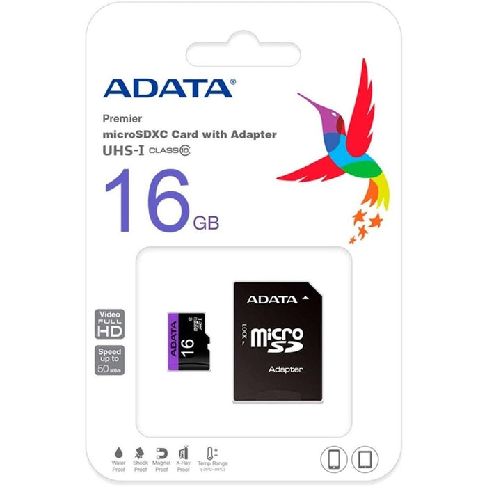 Memoria Micro SD 16GB ADATA Clase 10 Video Full HD AUSDH16GUICL10-RA1