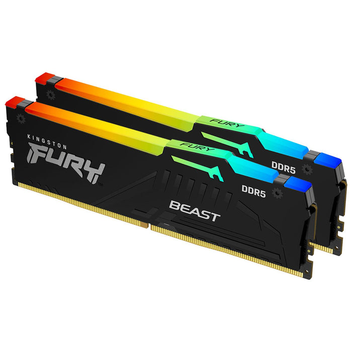 Memoria RAM DDR5 32GB 6000MT/s KINGSTON FURY BEAST RGB 2x16GB Negro KF560C40BBAK2-32