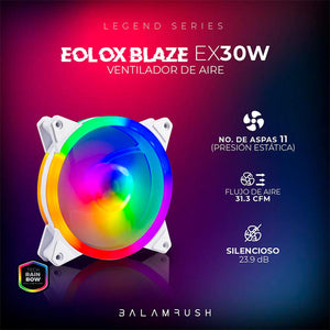 Ventilador Gamer BALAM RUSH EOLOX BLAZE EX30W 120mm LED 1200RPM Blanco BR-938099