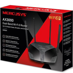 Router Inalambrico MERCUSYS MR80X Wi-Fi 6 AX3000 Doble Banda 3000Mbps 802.11ax