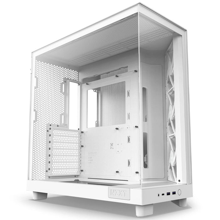 Gabinete Gamer NZXT H6 Flow RGB ATX 3 Fan Cristal Templado USB-C Blanco CC-H61FW-R1