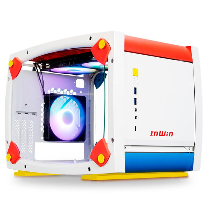 Gabinete Gamer IN WIN EXPLORER JUSTICE Mini ITX Mini Torre 3 Fan Cristal Templado USB-C Blanco