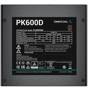 Fuente de Poder PC 600W DEEPCOOL PK600D 80 Plus Bronce Estandar R-PK600D-HA0B-US