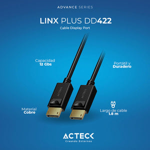 Cable ACTECK LINX PLUS DD422 DisplayPort a DisplayPort 1.8 metros Negro AC-937115