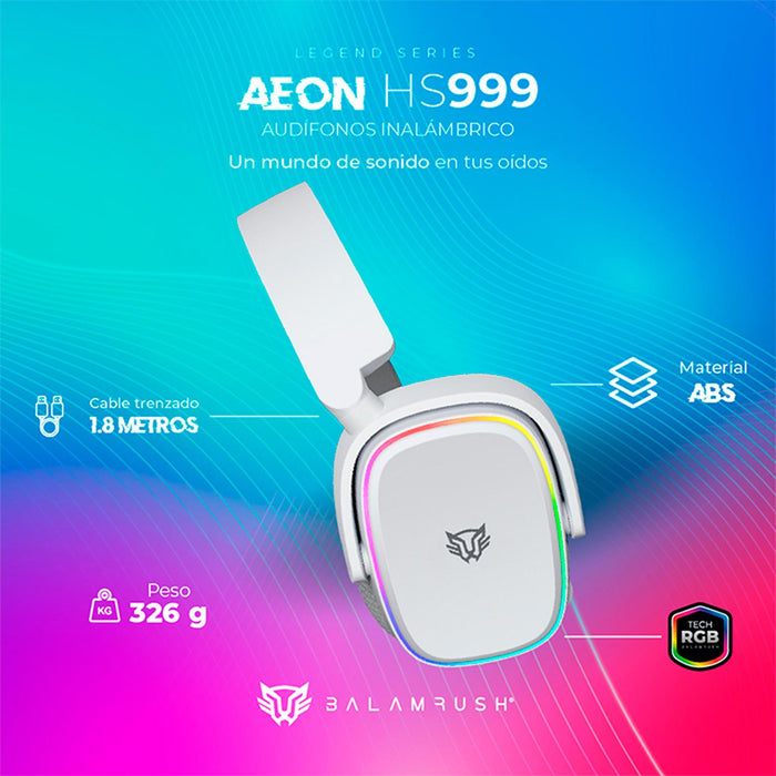 Audifonos Diadema Gamer BALAM RUSH AEON HS999 Inalambrico Microfono flexible USB RGB BR-936941