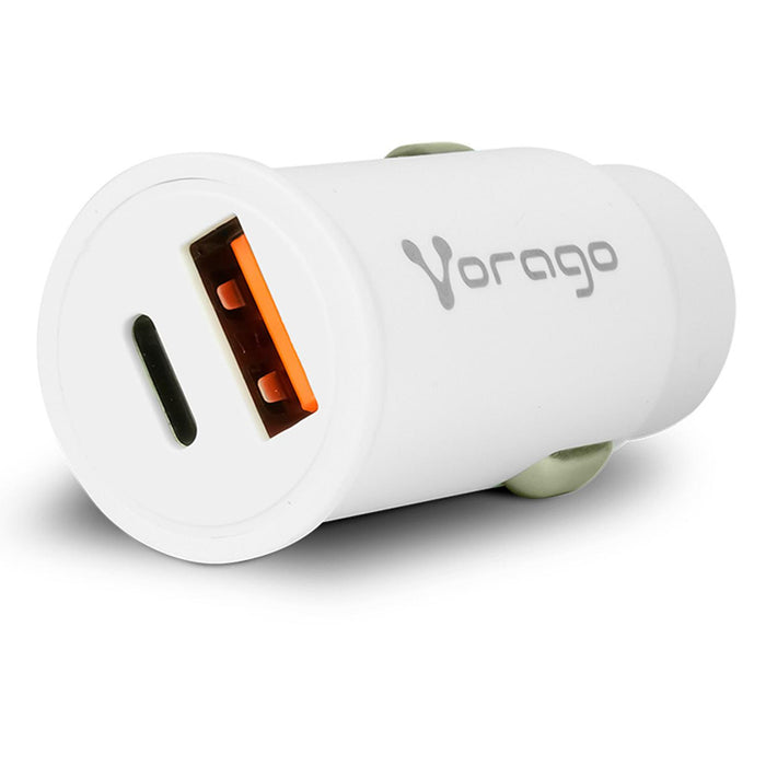 Cargador para auto VORAGO Carga Rapida USB USB-C Blanco AU-305