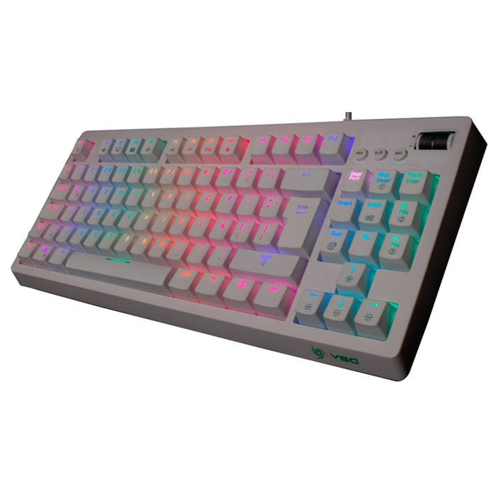 Teclado Gamer Mecanico VSG Quasar Switch Rojo RGB Blanco VG-K387-WHT-RED