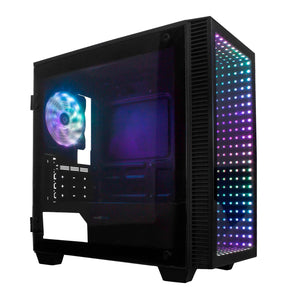 Gabinete Gamer GAME FACTOR INFINITY Micro ATX Mini Torre Cristal Templado RGB Negro CSG560