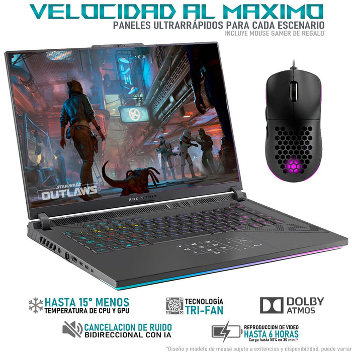 Laptop Gamer ASUS ROG Strix G16 NVIDIA GeForce RTX 4060 8GB Intel Core I7 13650HX 32GB RAM 1.5TB SSD 16" Windows 11 Home Teclado en Español + Mouse DXT Gaming