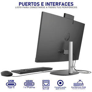 Computadora All In One HP Pro 245 G10 NT AMD Ryzen 5 7520U 8GB RAM 256GB SSD 23.8" Windows 11 Home Teclado en Español + Mouse