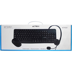 Kit 3 en 1 Teclado Mouse y Audifonos ACTECK KT30 USB AC-931687