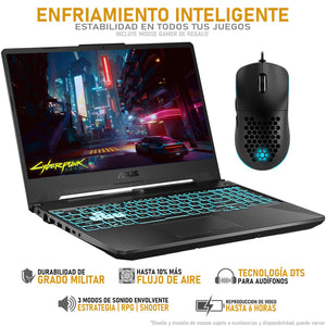 Laptop Gamer ASUS TUF Gaming A15 NVIDIA GeForce RTX 3050 AMD Ryzen 5 7535HS 24GB RAM 1TB SSD 15.6" Windows 11 Home Teclado en Español + Mouse DXT Gaming